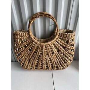 Large Natural Woven Bag Bamboo Handals